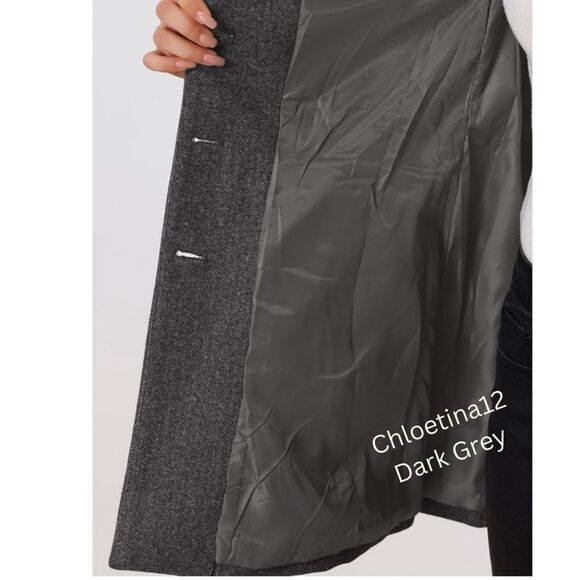 New Women Lapel Collar Long Wool Pea Coat Tan Button Down Gorgeous Coat - Picture 11 of 16